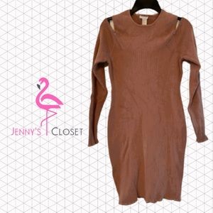 H &M, Size M, Cutout Ribbed Blush Dress